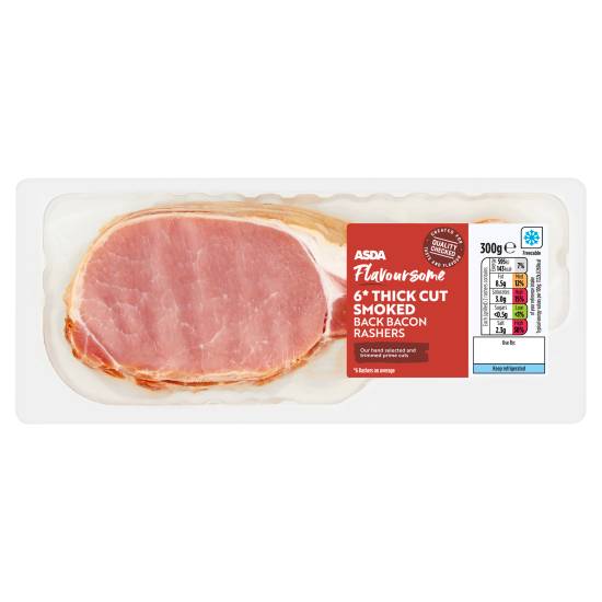 ASDA 6 Thick Cut Smoked Back Bacon Rashers (300g)