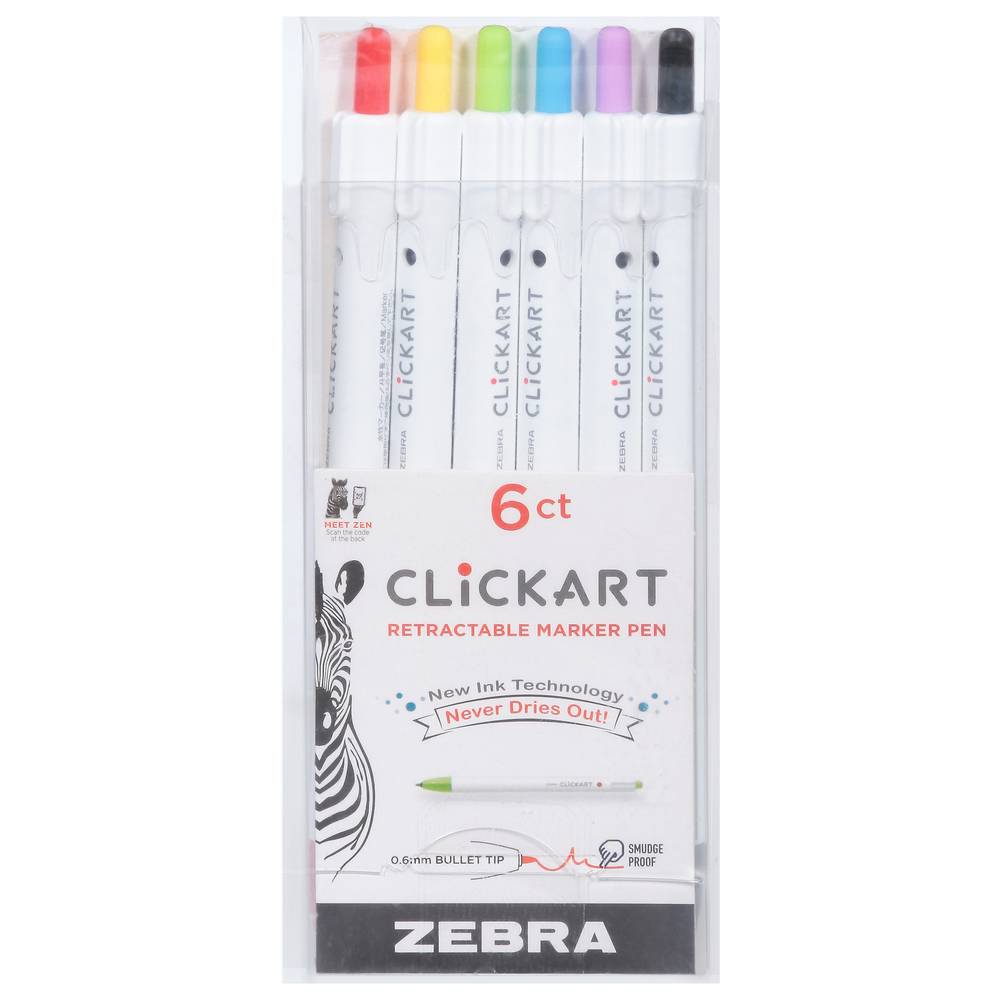 Zebra pen Clickart Retractable Marker Pen 0.6 mm Assorted