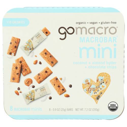 Gomacro Coconut Almond Butter Chocolate Chip Go Macro Mini Bars 8 Pack