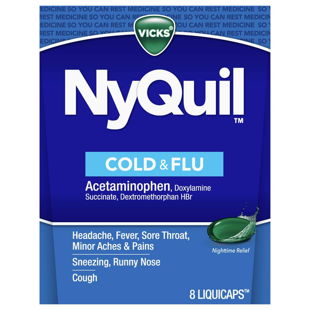 Vicks Nyquil Cold and Flu Relief Liquid Medicine (8 ct)