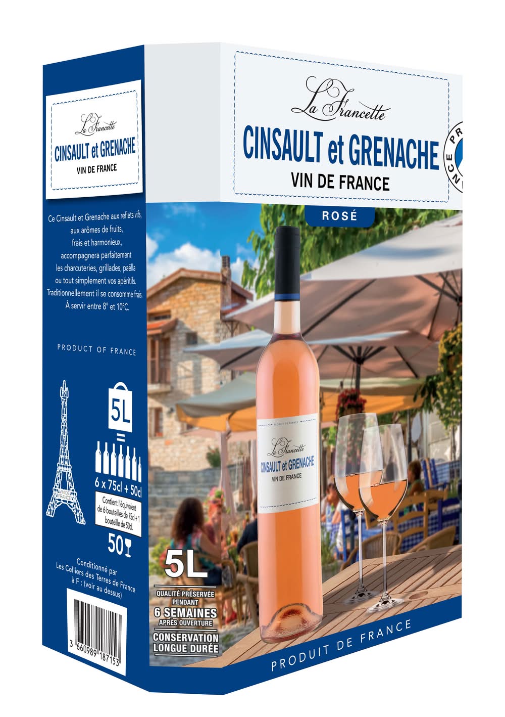 La Francette - Vin rosé cinsault et grenache domestique (5L)