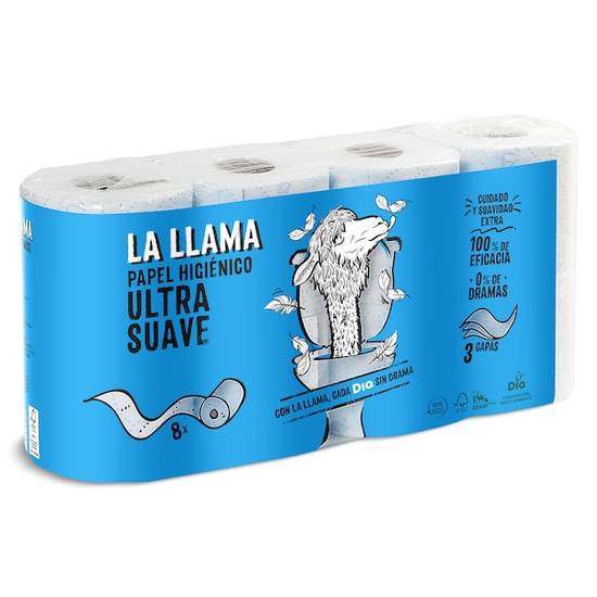 Papel Higiénico 3 Capas La Llama Bolsa (8 unidades))