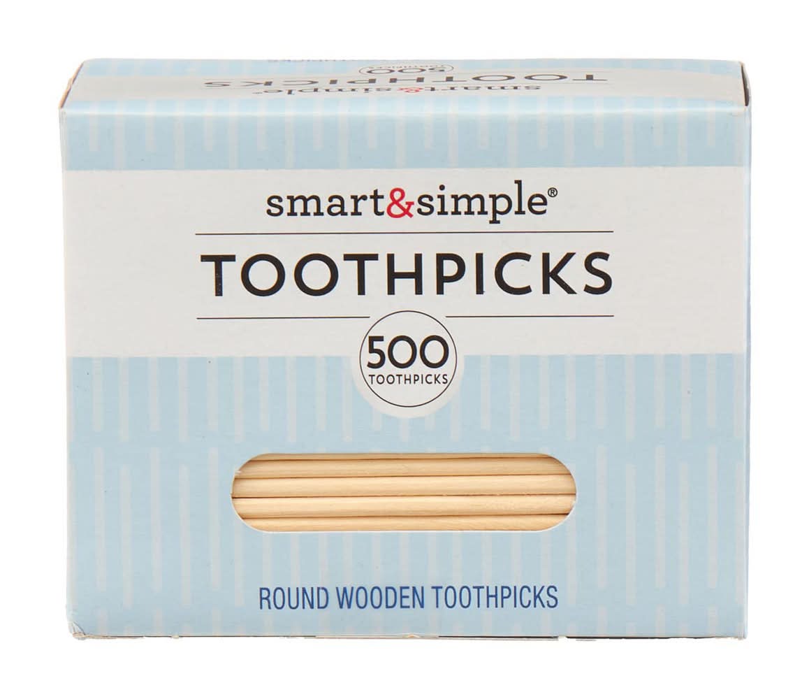 Smart & Simple Round Wooden Toothpicks 500 Ct