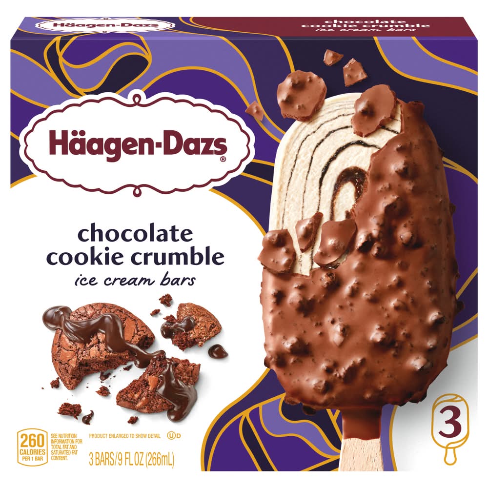 Häagen-Dazs Ice Cream Bars, Chocolate Cookie Crumble (9 fl oz, 3 ct)
