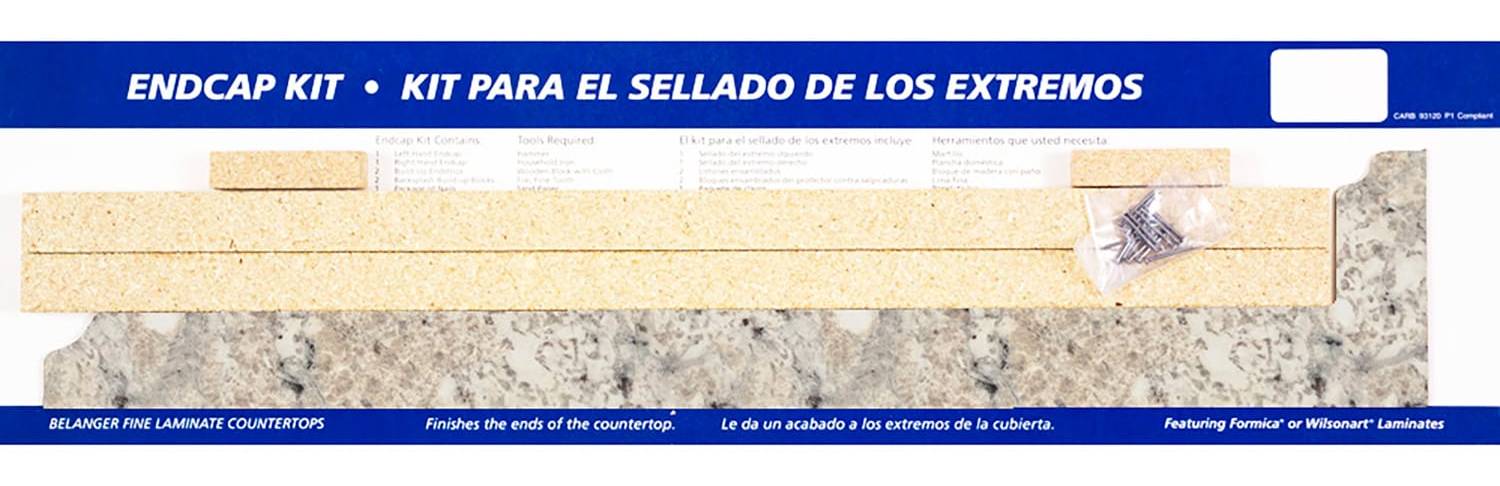VT Dimensions 7.5-in W x 28-in H x 0.75-in D Ouro Romano, Etchings Waterfall Edge Laminate Kitchen Countertop End Cap | 927746BECK