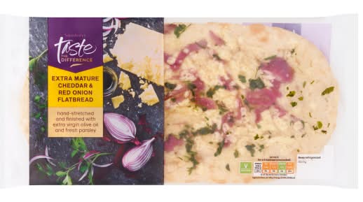 Sainsbury's Taste the Difference Extra Mature Cheddar & Red Onion Flatbread (255g)
