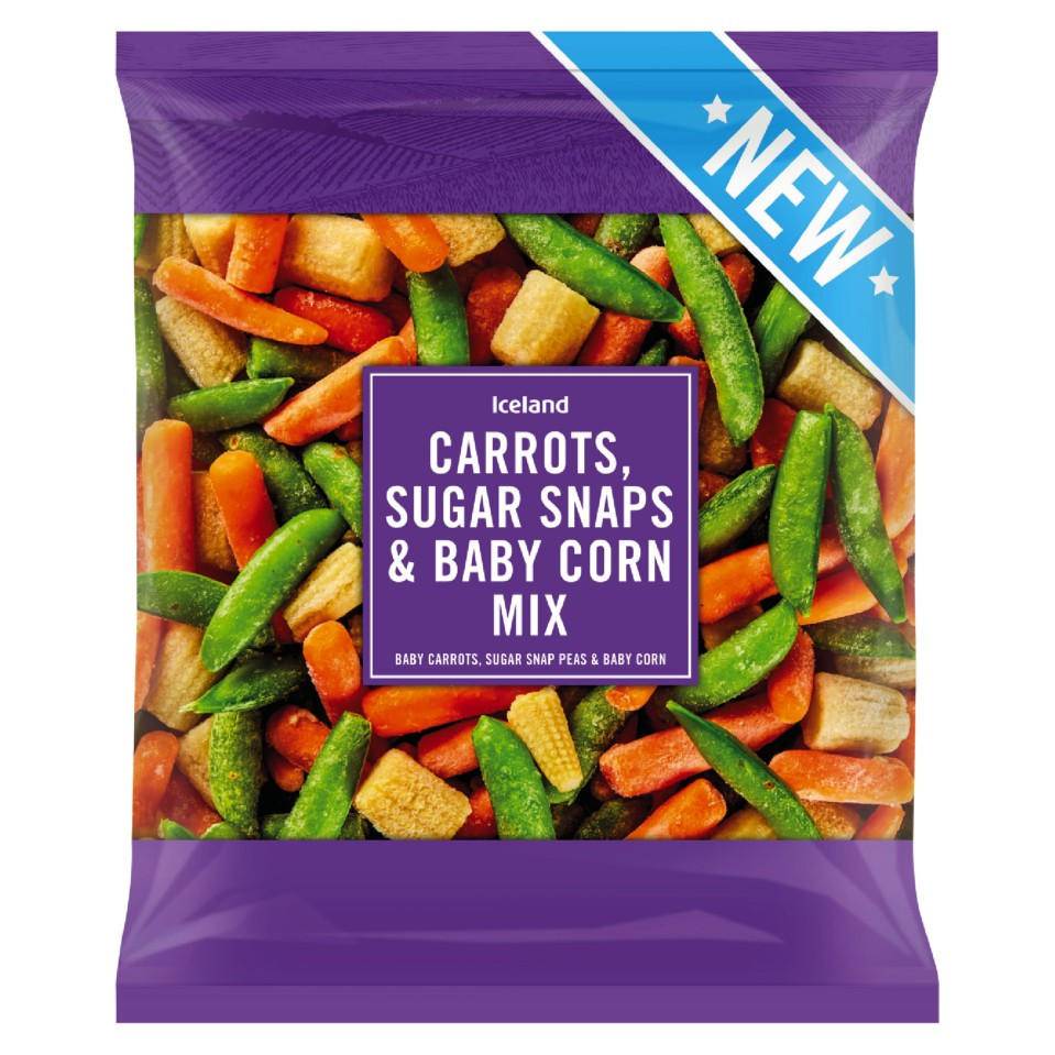 Iceland Carrots Sugar Snaps and Baby Corn Mix