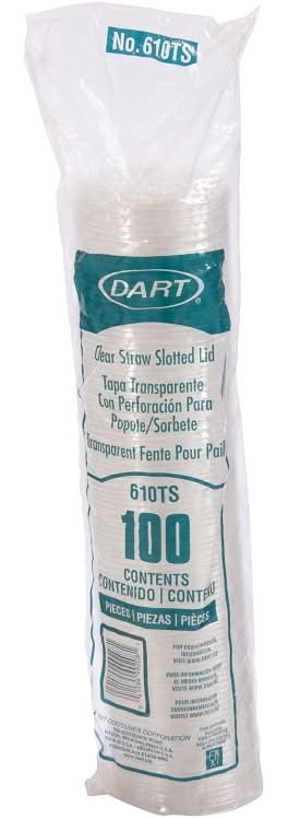 Dart Clear Straw Slotted Lid (100 ct)