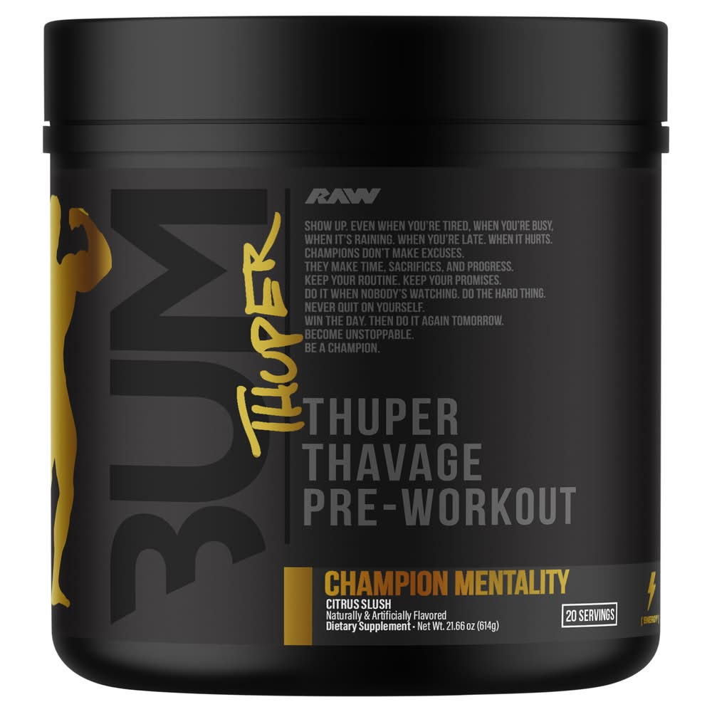 RAW Bum Thuper Thavage Pre-Workout Powder, Champion Mentality (21.66 oz)
