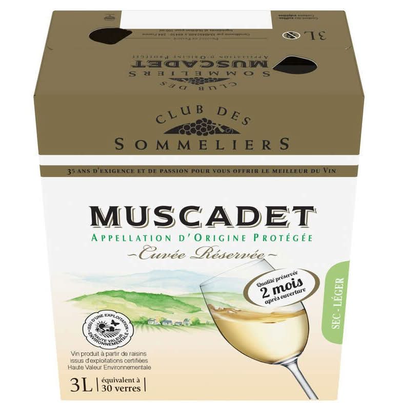 Club des Sommeliers - Vin blanc muscadet bib (3L)