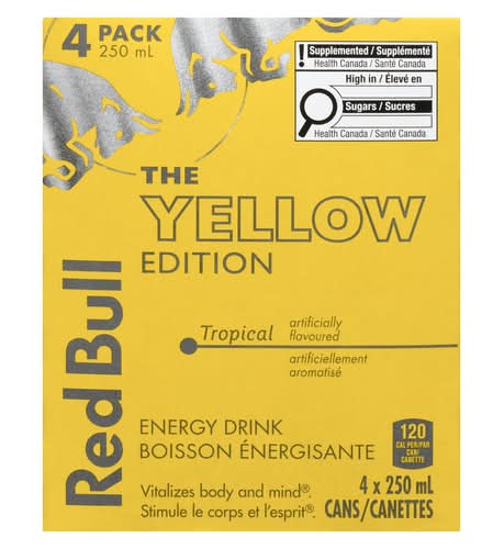 Red bull yellow edition boisson énergisante - yellow edition energy drink (4 pièces, 250 ml) (tropical)