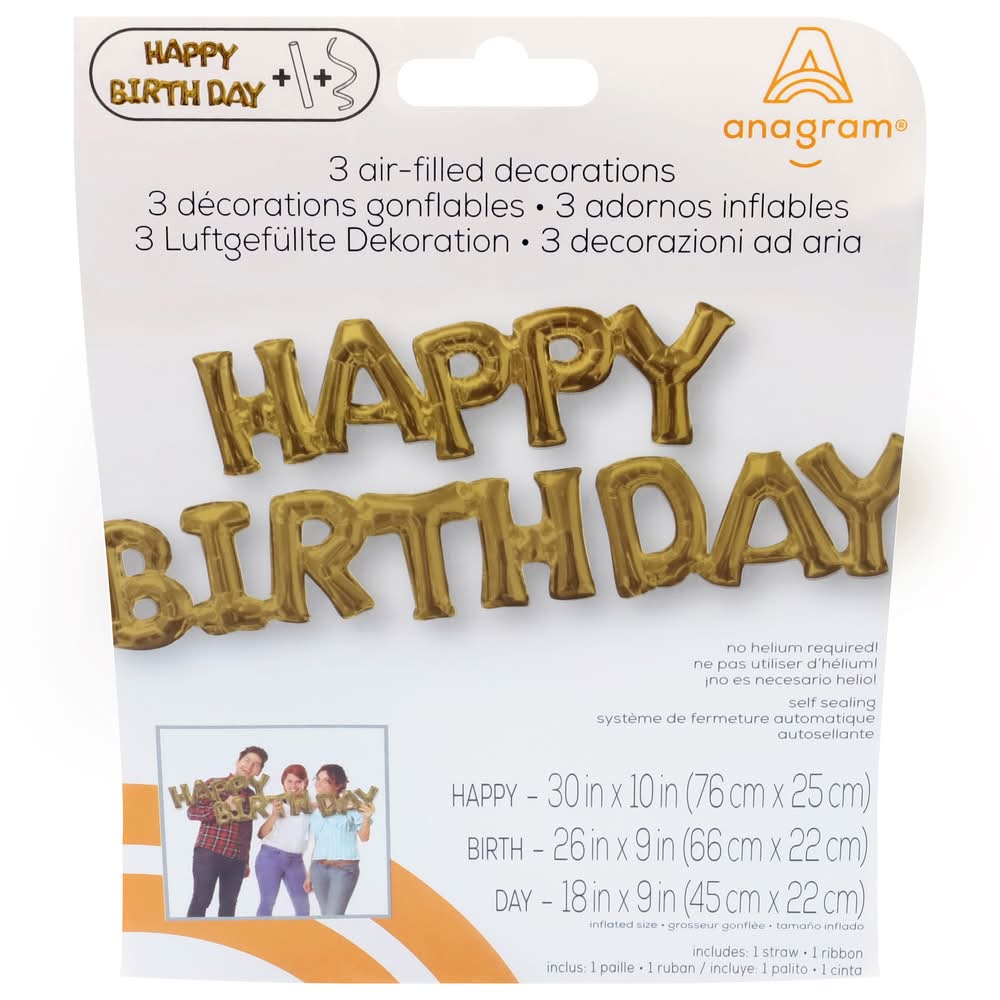 Anagram Happy Birthday Decorative Balloon (3 ct)
