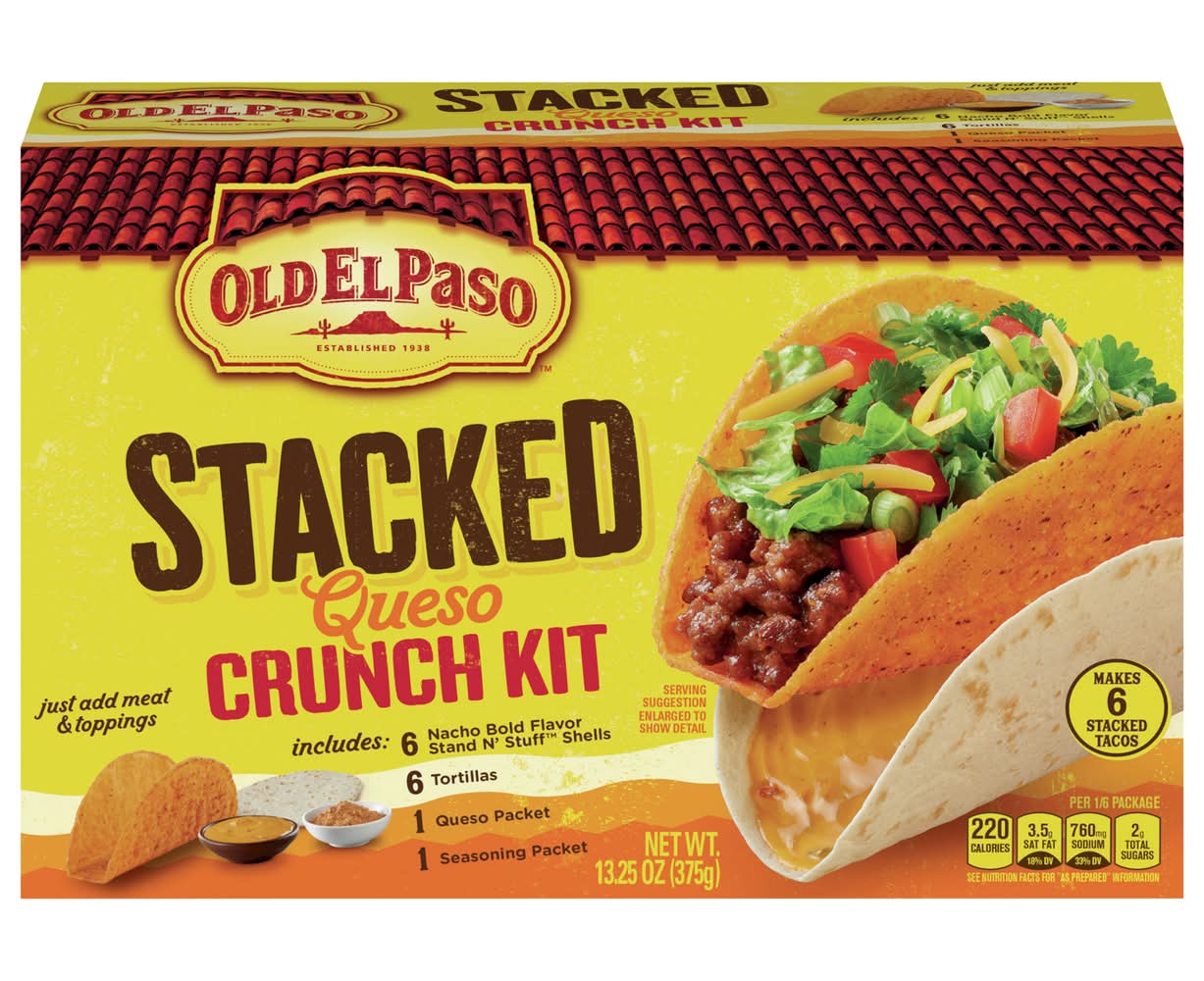 Old El Paso Stacked Crunch Dinner Kit, Queso (13.25 oz)