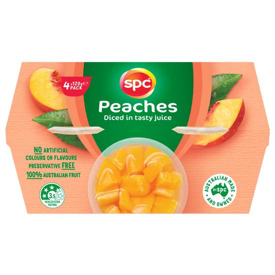 Spc Diced Peaches In Juice Fruit Cups (4 Pack) 120g