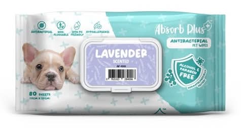 Absorb Plus 寵物抗菌濕紙巾80抽 - 薰衣草香