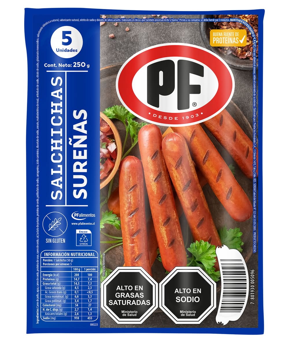 PF Alimentos · Salchichas sureñas (5 un)