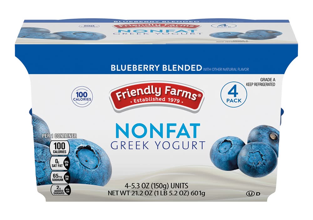 Friendly Farms 100 Calorie Blueberry Greek Yogurt 4pk