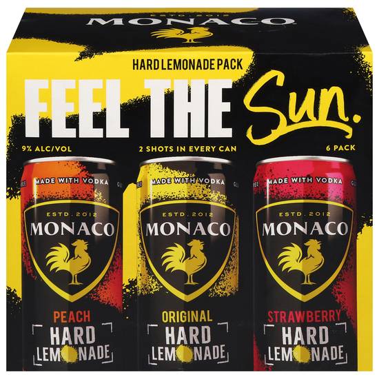 Monaco Feel the Sun Hard Lemonade (6 pack, 12 oz) (peach-strawberry-original)