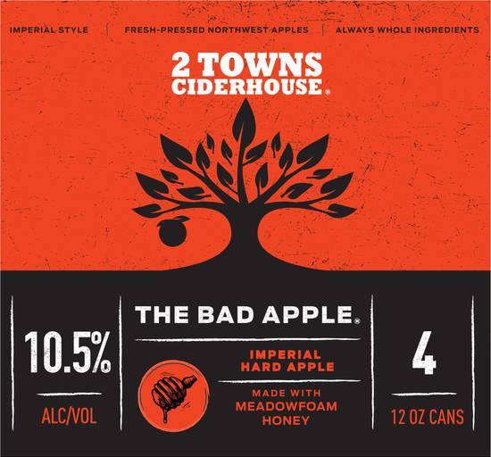2 Towns Ciderhouse the Bad Apple Ipa (4 pack, 16.9 fl oz)
