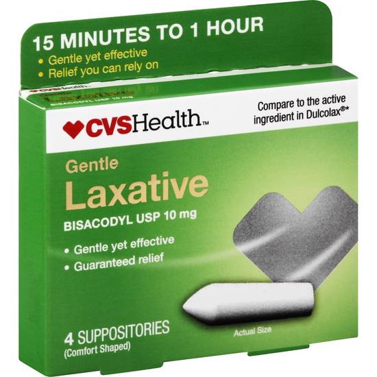 CVS Gentle Laxative (WORKS IN 15MIN TO 1 H0UR) 4 suppositories Exp 03/2024