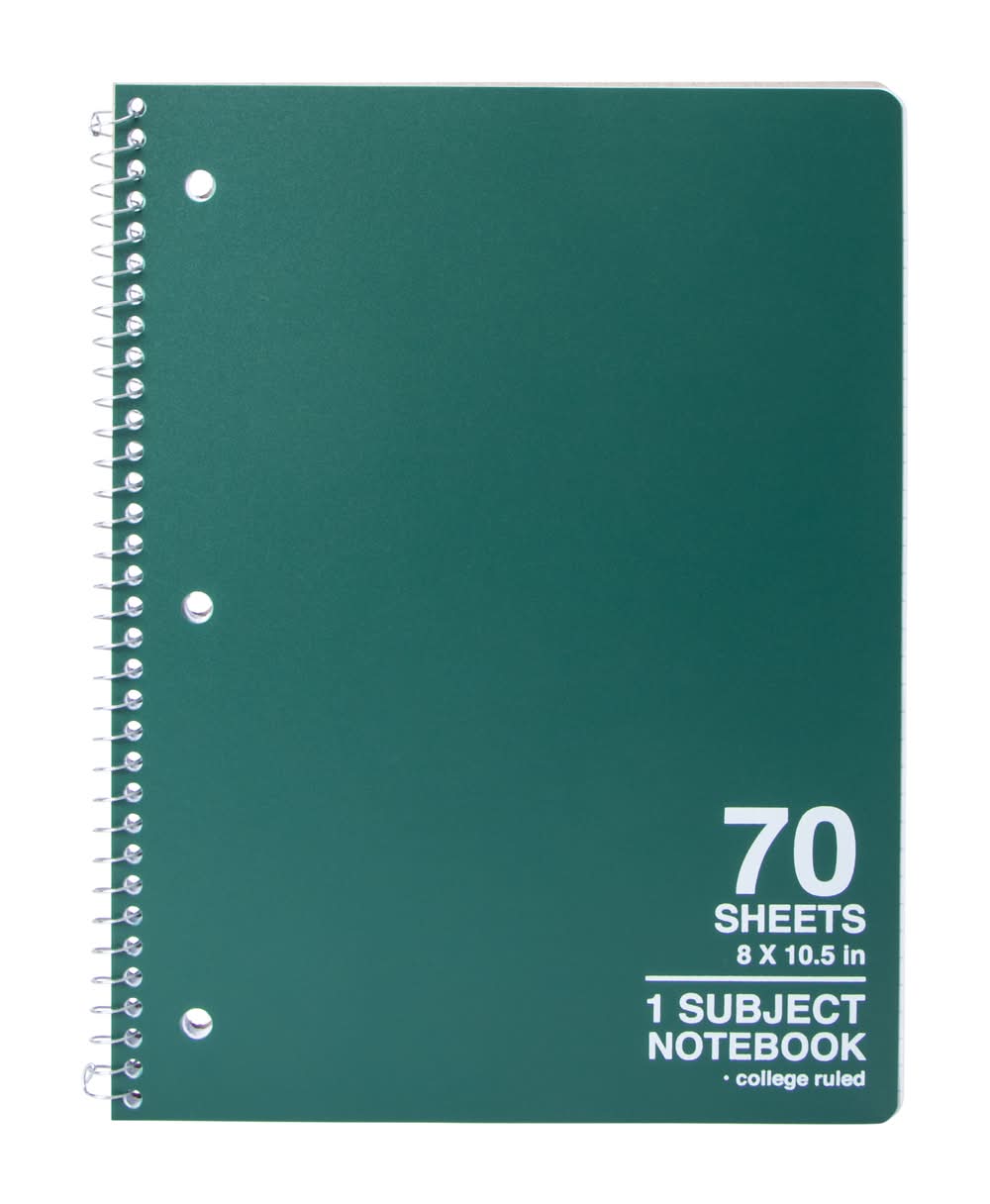 1-Subject College Ruled Spiral Notebook Green