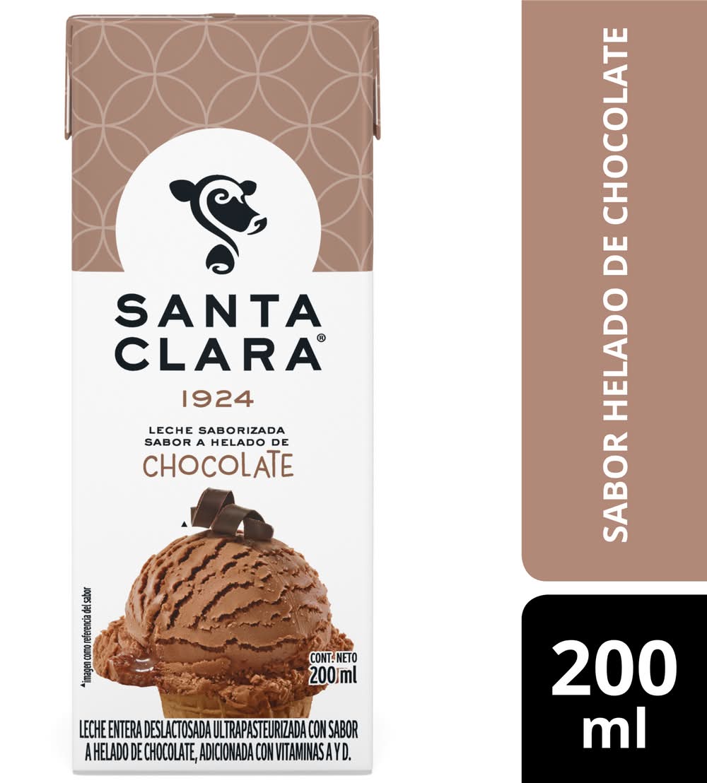 Santa Clara · Leche saborizada deslactosada ultrapasteurizada, helado de chocolate (200 ml)