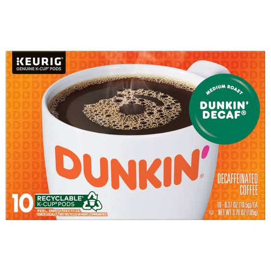 Dunkin' K-Cup Decaffeinated Coffee Pods (10 ct, 3.7 oz) (decaf medium roast)