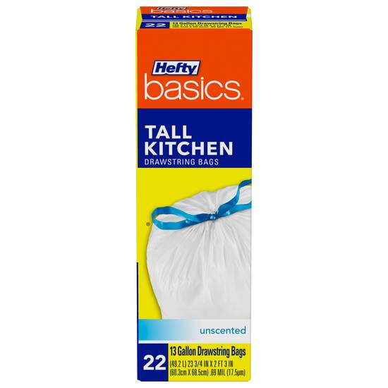 Hefty Basics 13 Gallon Tall Kitchen Unscented Drawstring Bags (white)