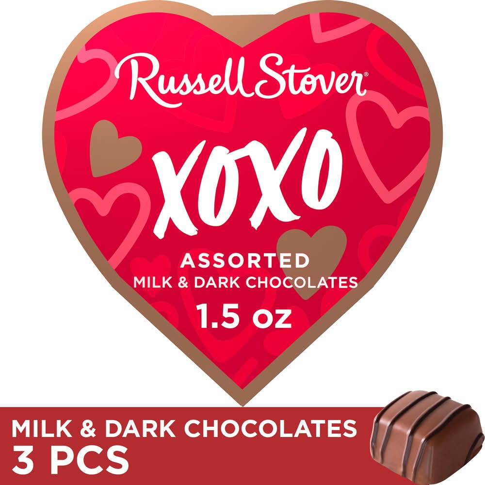 Russell Stover Happy Heart Day Milk and Dark Chocolates, Assorted (1.5 oz)