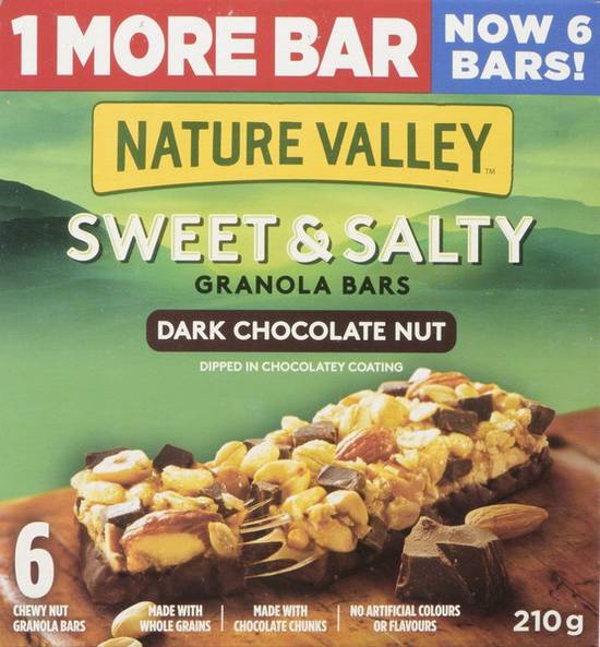 Nature valley barres granola sucrées et salées de val nature chocolat noir et noix (6 barres x 35 g, 210 g) - sweet & salty dark bars (6 units)