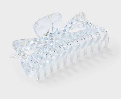 Girls' Jumbo Faceted Claw Clip - art class™ Clear: Hair Styling Accessory for All Hair Types, Solid Pattern