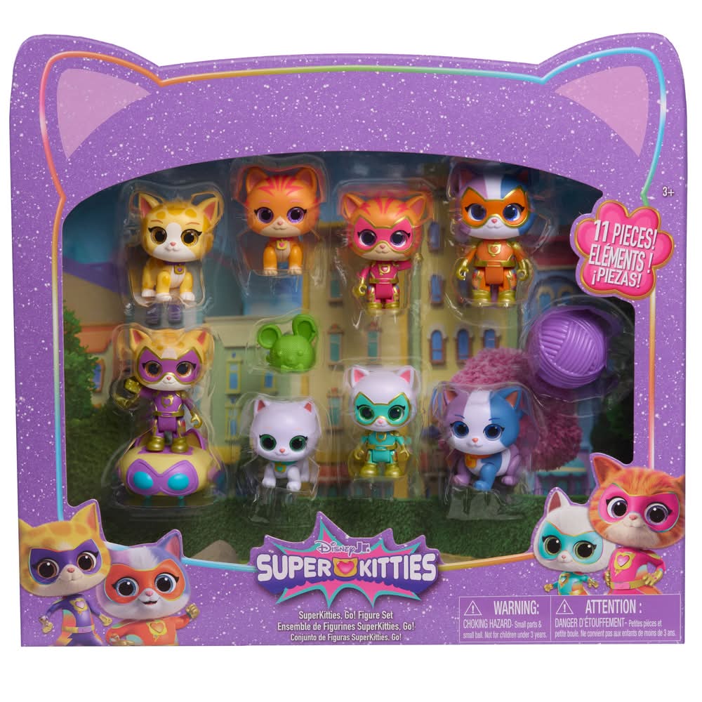 SuperKitties Go! Figure Cat Characters Stuffed Animal Set Toy Variety pack Ages 3+, Unisex (11 ct)
