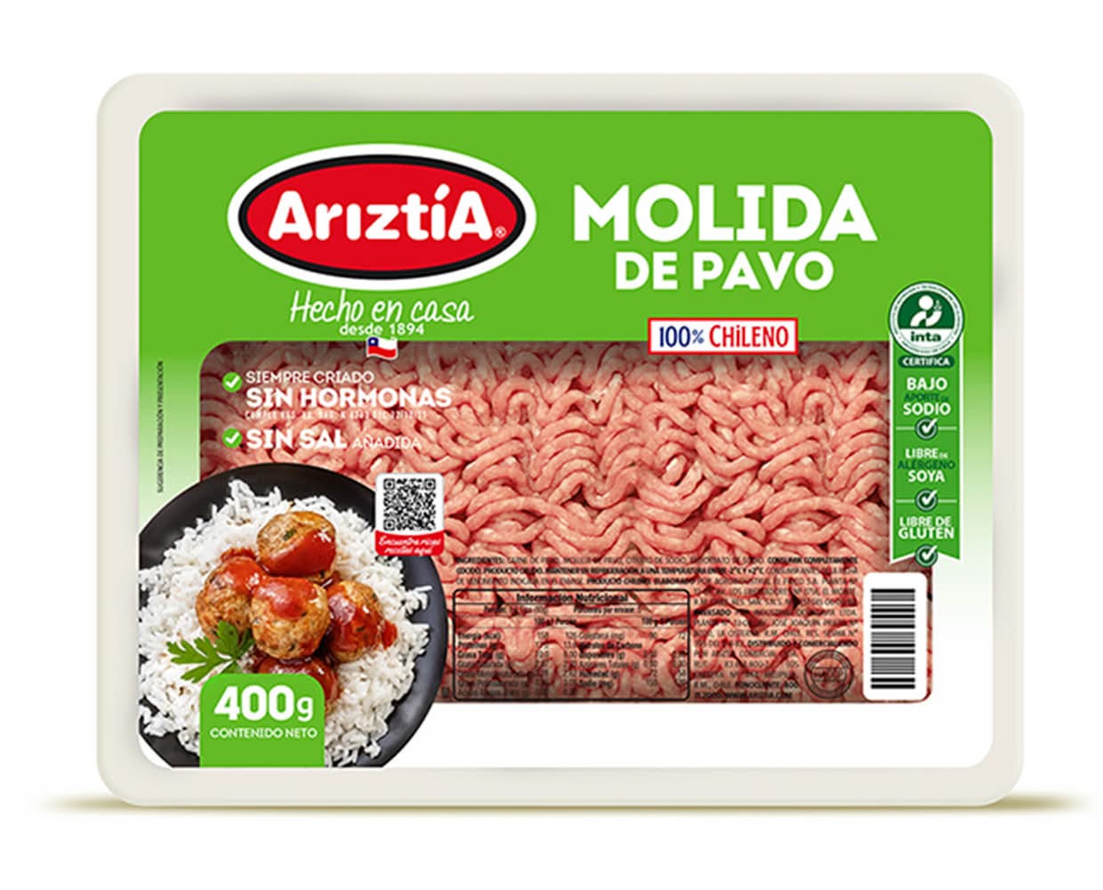 Ariztía · Carne molida de pavo (400 g)