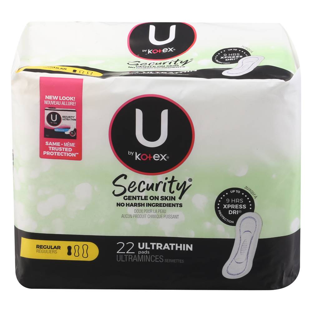 U By Kotex Security Ultra Thin Regular, (22 ct)