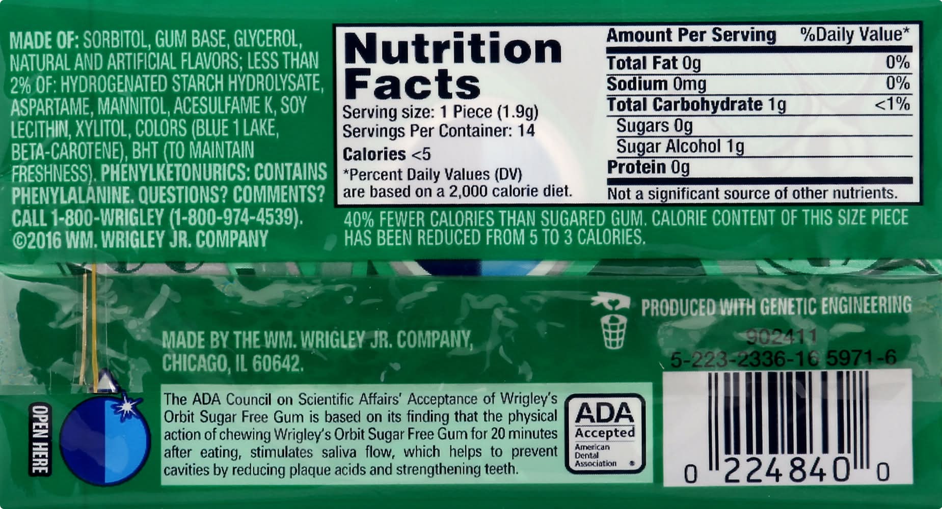 Orbit Sugarfree Spearmint Gum (14 ct)