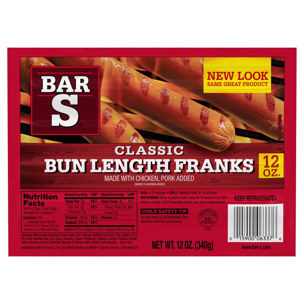 Bar-S Classic Bun Length Franks (12 oz)