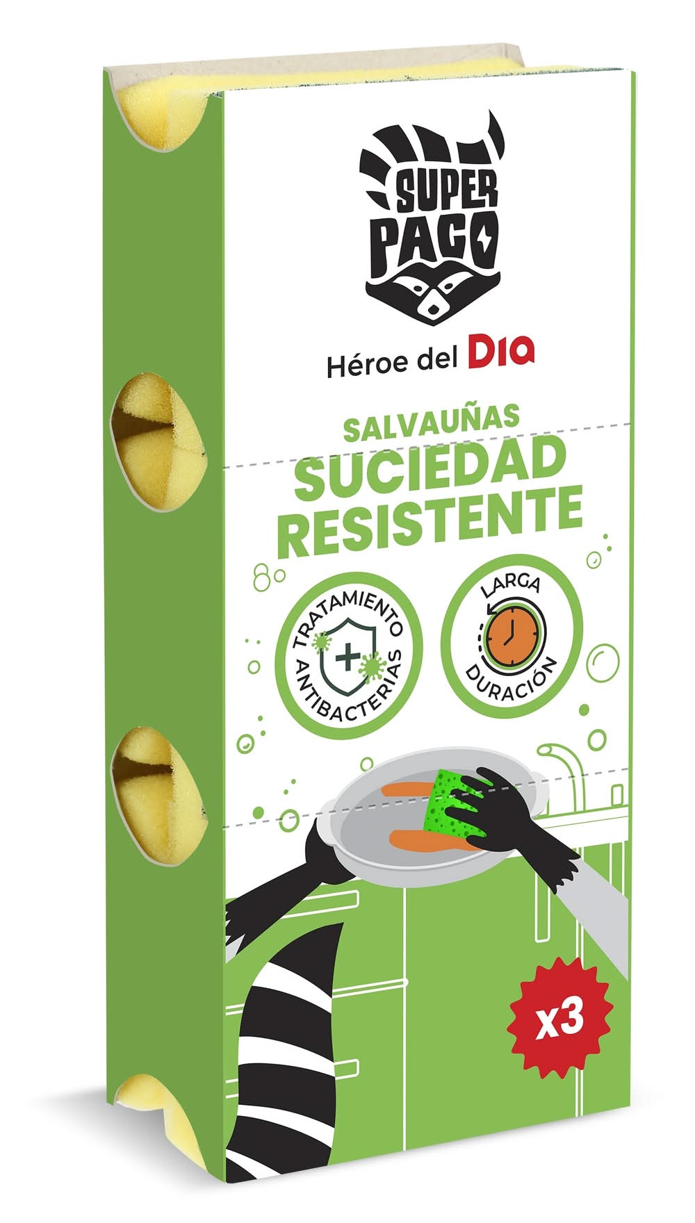 Estropajo Salvauñas Suciedad Resistente Super Paco De Dia Estuche 3 Unidades