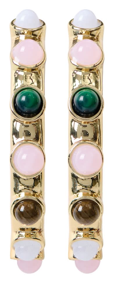 Serra Colored Stone Hoop Everyday Fashion Earrings