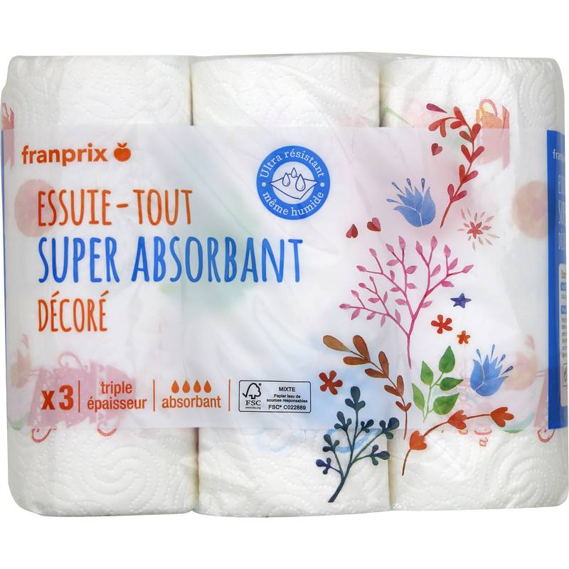 Essuie-tout super absorbant décoré Franprix x3