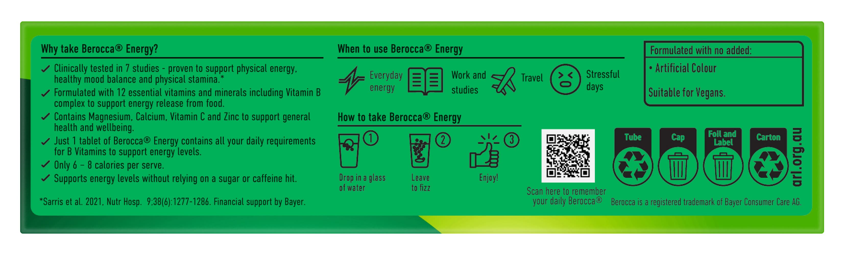 Berocca Energy Vitamins and Minerals Effervescent Tablets Delivery 