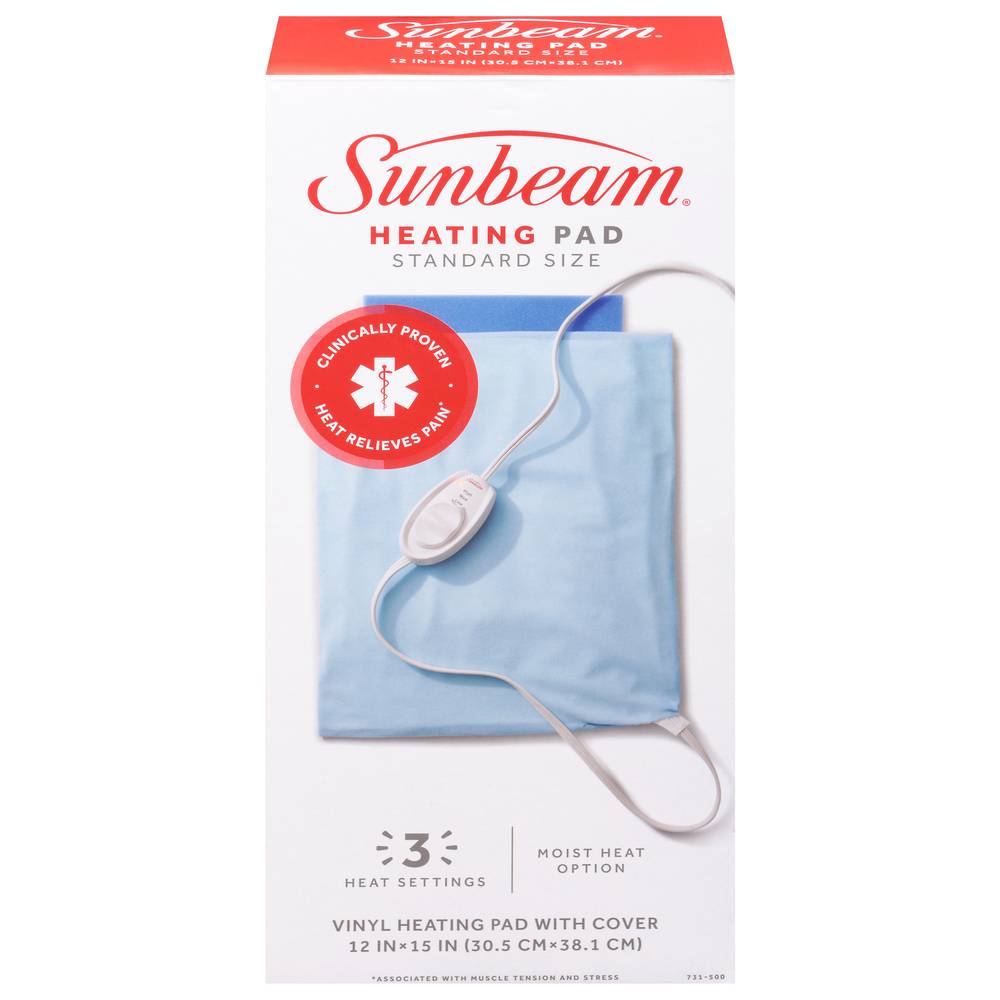 Sunbeam Heating Pad Standard Size Light Blue With Cover