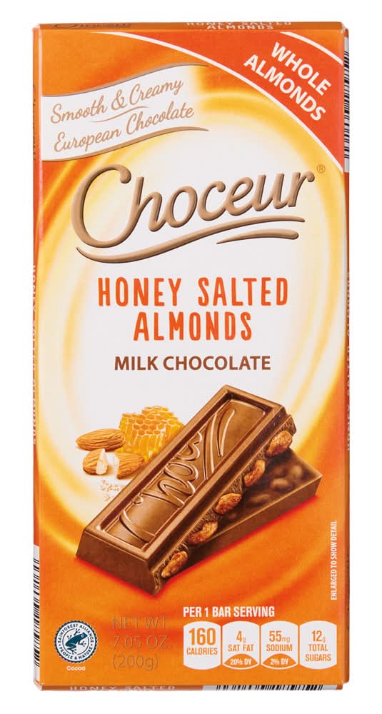 Choceur Milk Chocolate Bar, Honey Salted Almonds (7.05 oz)