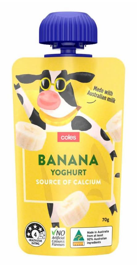 Coles Squeezie Yoghurt Pouch, Banana (70g)