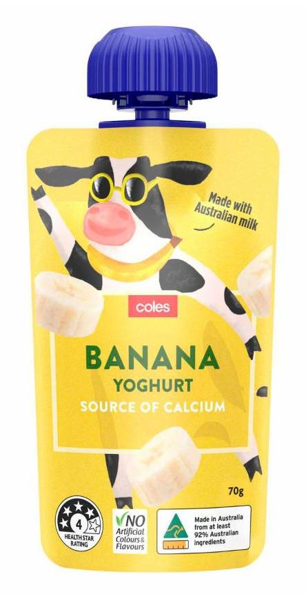 Coles Squeezie Yoghurt Pouch, Banana (70g)
