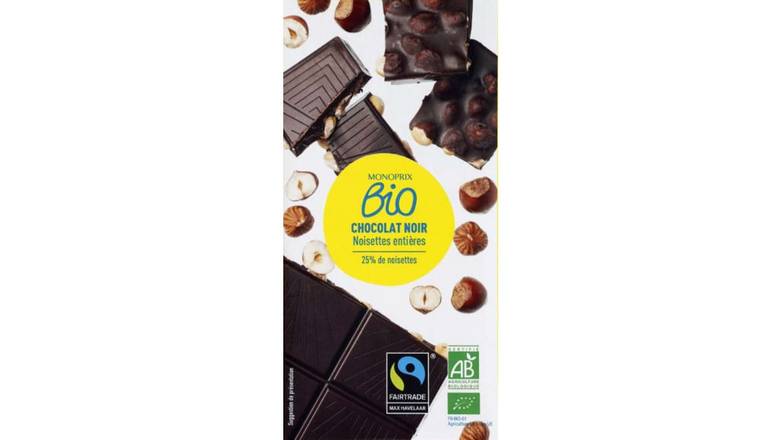 Monoprix Bio - Chocolat noir aux noisettes entières 25%
