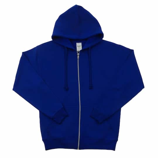Make Market Adult Full Zip Hooded Sweatshirt, Unisex, M, Blue