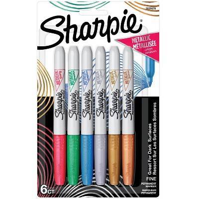 Sharpie Metallic Permanent Markers Fine Point Assorted Ink Colors (6 ct)