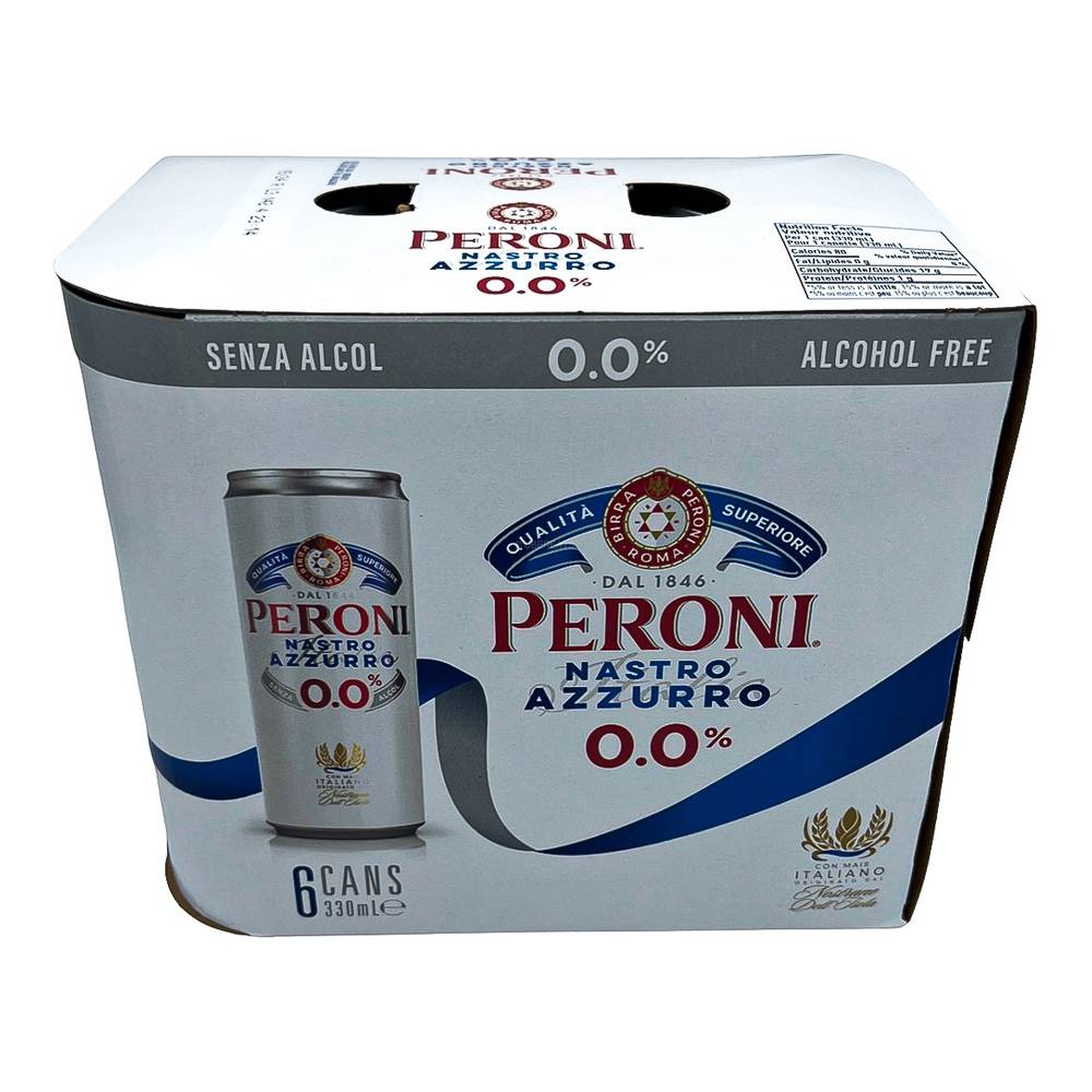 Peroni Nastro Azzurro Non Alcoholic Beer (6 x 11.15 fl oz)