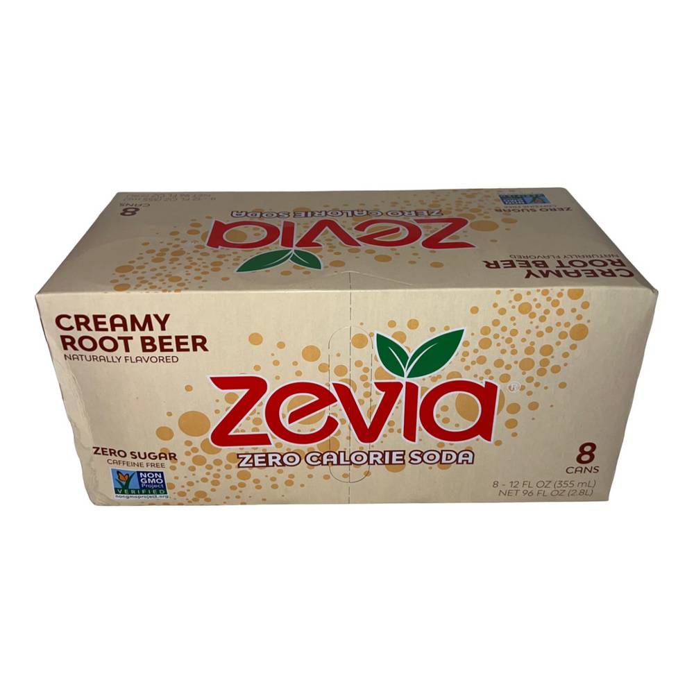 Zevia Zero Calorie Soda, Creamy Root Beer (8 x 12 fl oz)