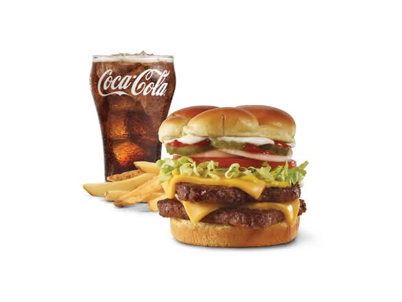 パンツ cheese burger, two Double Deluxe Cheeseburger Combo | Postmates